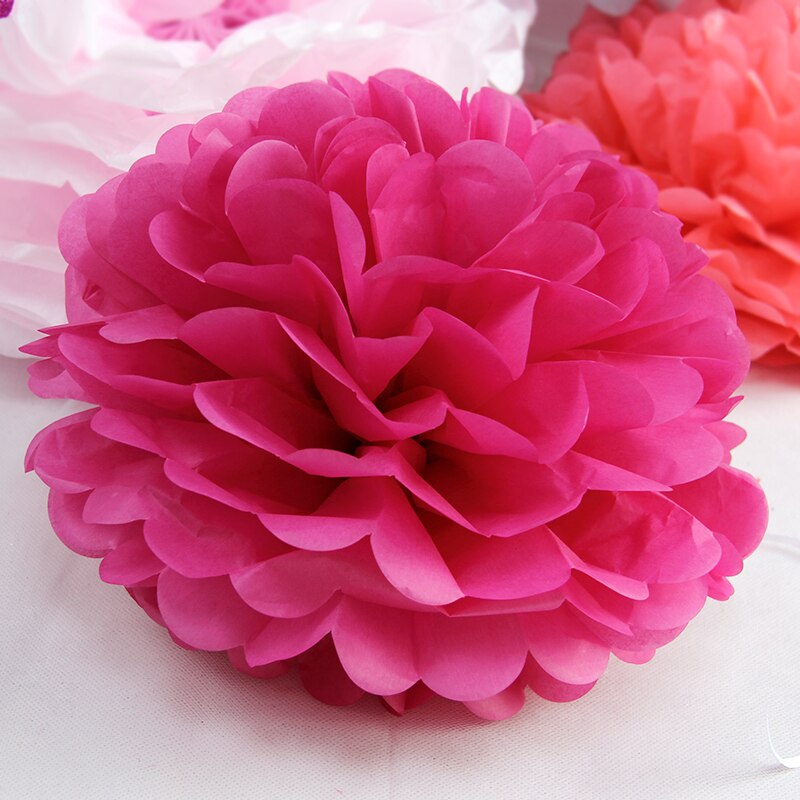 10cm 4inch Tissue Paper Flower Balls for Wedding Baby Shower Birthday Party Decoration Home Garden Decor Paper Pom Poms Pompoms: Rose Red