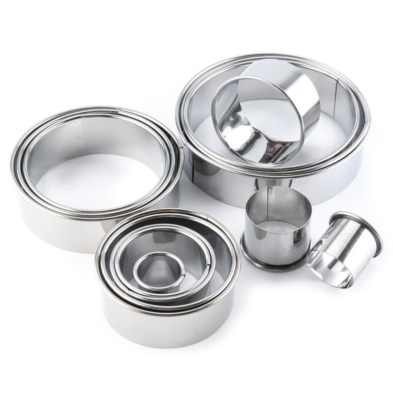 14Pcs/Set Round Cookie Biscuit Cutter Set Stainless Steel Mousse Cake Ring Mold Pastry Biscuit Donuts Cutter
