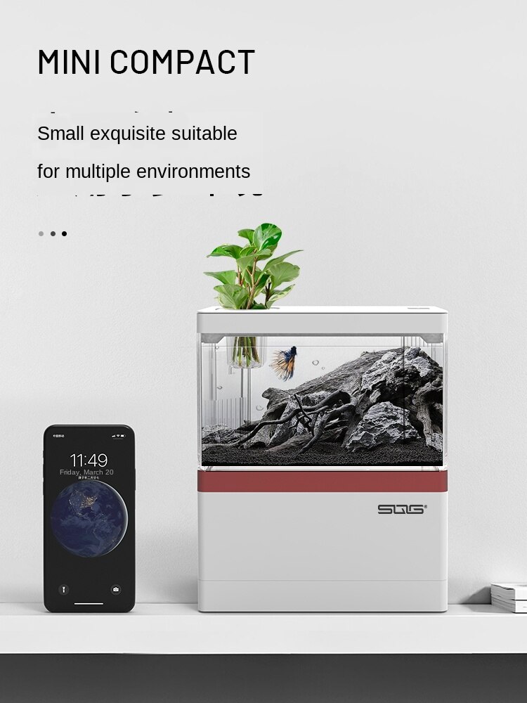 Desktop Landscaping Household Small Ecological Fish Tank Micro Landscape Free Water Change Acrylic Mini Aquarium