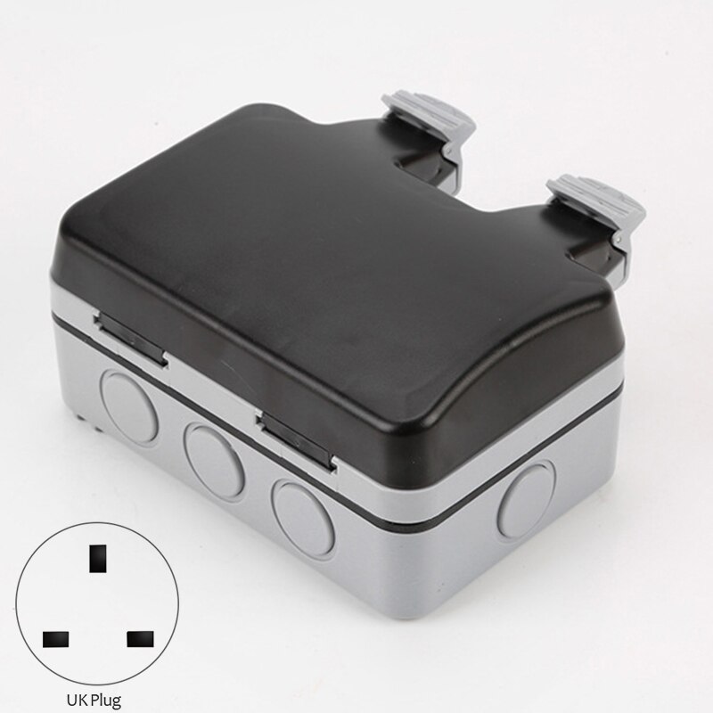 IP66 Waterproof Outdoor BOX Wall Socket 13A Double Universal / UK Switched Outlet with USB Charging Port UK Plug