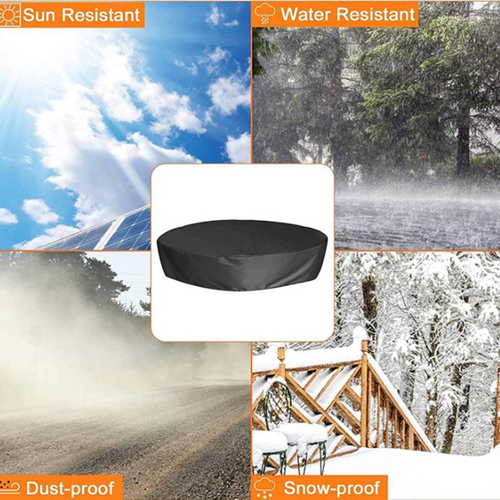 Swimming Pool Cover Waterproof Garden Paddling Above Ground Family Pool Winter Cover: black