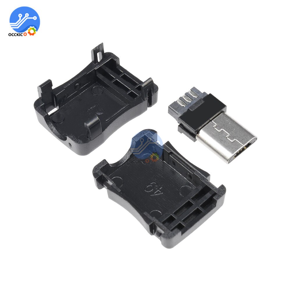 50 stücke 5 Stift T Hafen Männlichen Mikro USB Stecker Buchse Contor + Kunststoff Abdeckung für DIY