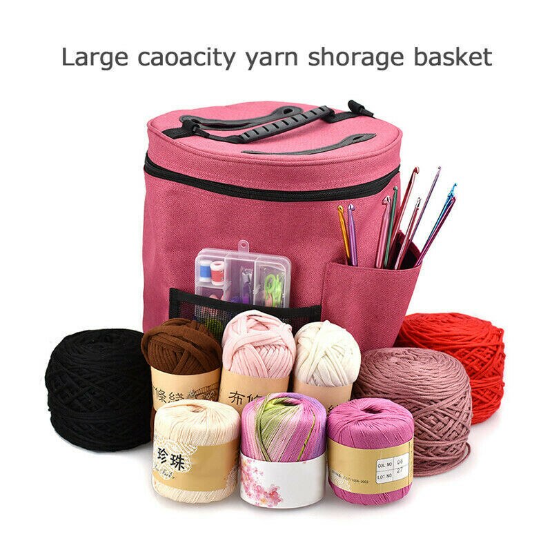 Vrouwen Solid Breien Wol Huishouden Opbergtas Lady Grote Capaciteit Breien Haak Tool Draagbare Tote Organizer Houder Tas