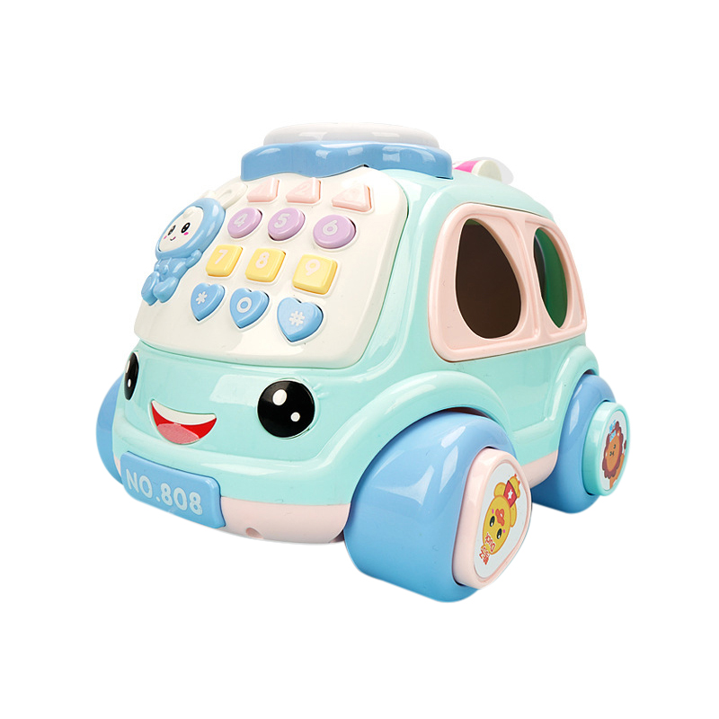 Baby Speelgoed Pull Touw Cartoon Auto Met Rammelaar Puzzel Muziek Magic Baby Educatief Speelgoed