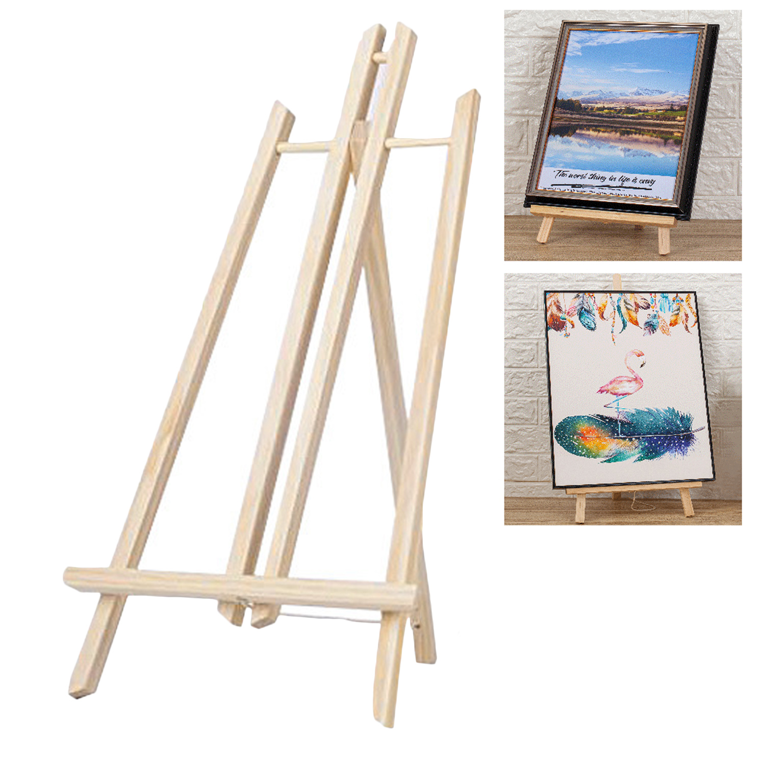 Portable Wooden Easel Display Shelf Holder Stand for Artist Painting Sketching DIY Arts Photo Cards Exhibition Display 50cm