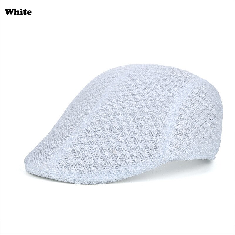 Outdoor Golf Beret Cap Flat Cap Casual British Style Peaked Cap Golf Hat Breathable Mesh Running Tourist Golf Hat For Men Women: White