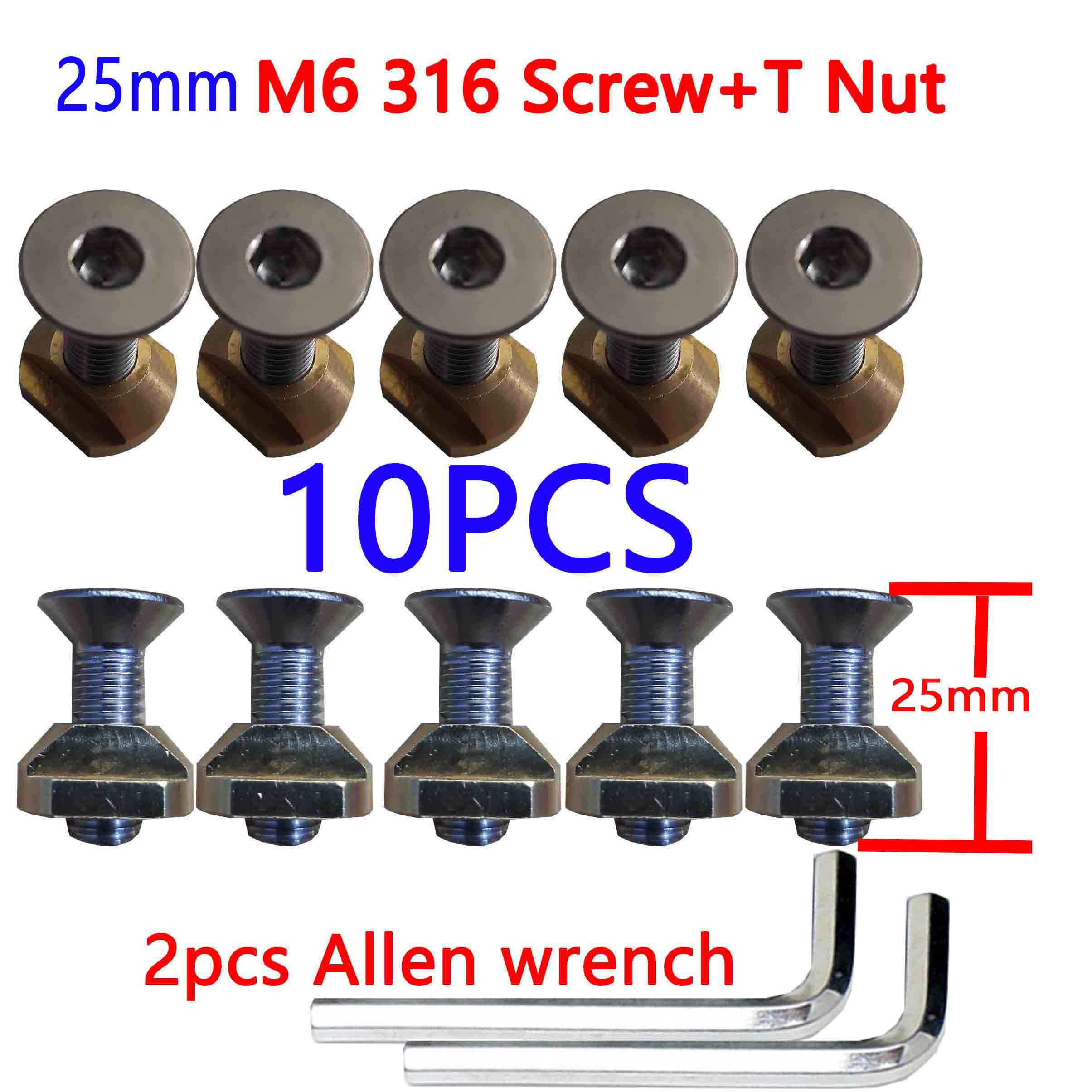 Hydrofoil Mounting Allen wrench 316 screws(25mm and 30mm) and M6 T-Nuts