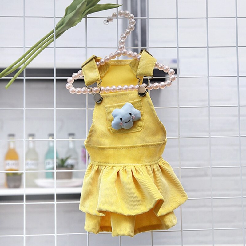 Neue Haustier Hund Strampler SchöNe Wolke für Welpen Haustier Hund Overall Kleidung für Sommer Frühling Welpen Hund Tuch Liefert: Gelb / S