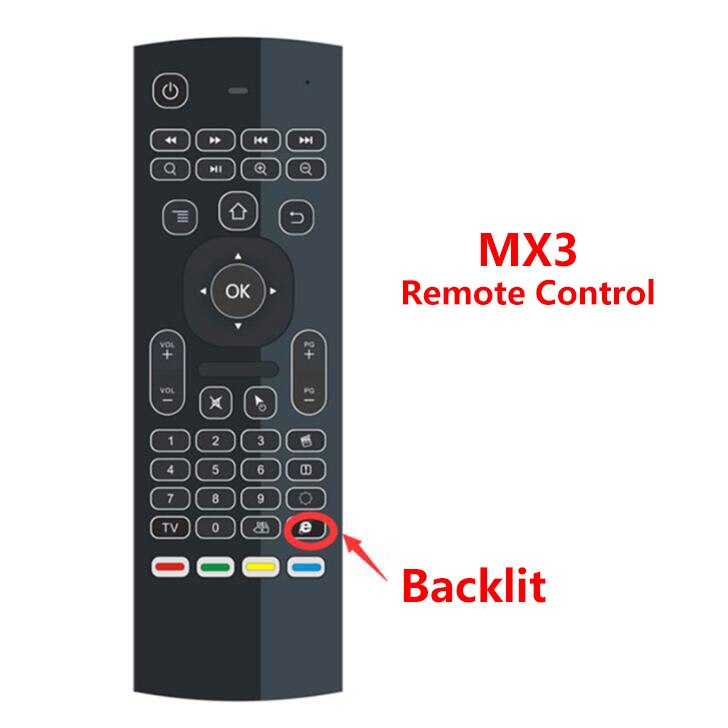 MX3 Wireless Keyboard Air Mouse Backlit Voice Remote Control 2.4G Wireless Keyboard Google Vcice Control LR Learning H96 X96 And: MX3 Backlit 1PC