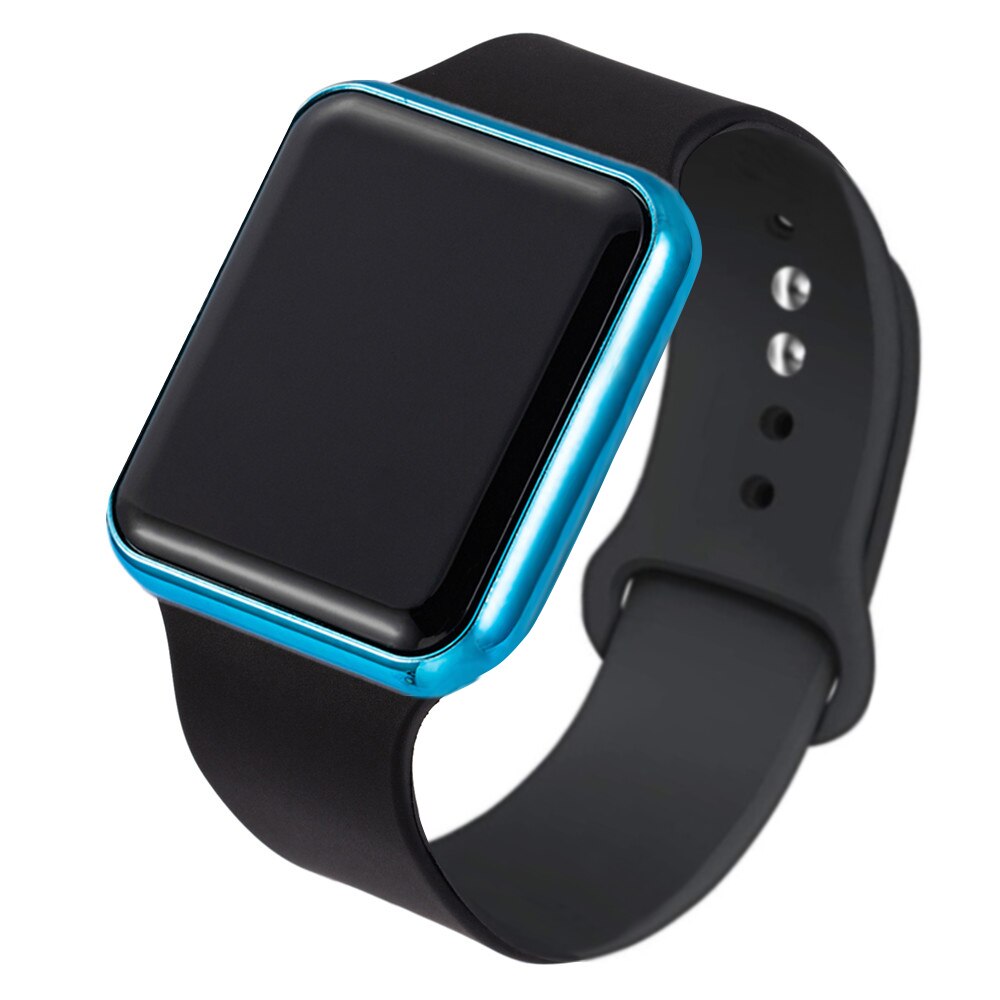 Kvinder mænd unisex sport led digitalt armbåndsur silikonerem elektroniske ure ure relogio feminino: Sortblå