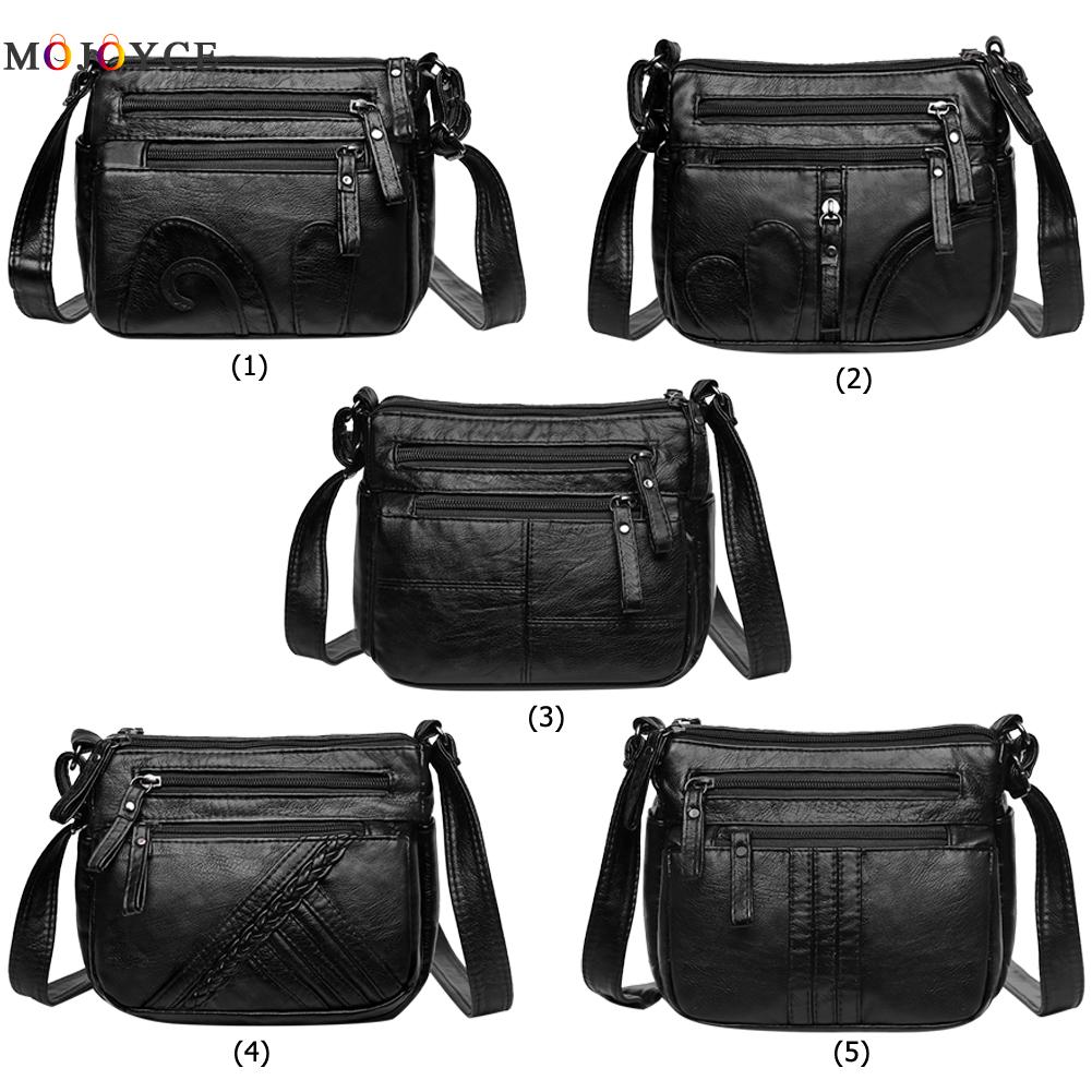 Multi-pocket kvinner skulder messenger veske pu lær myk crossbody-veske