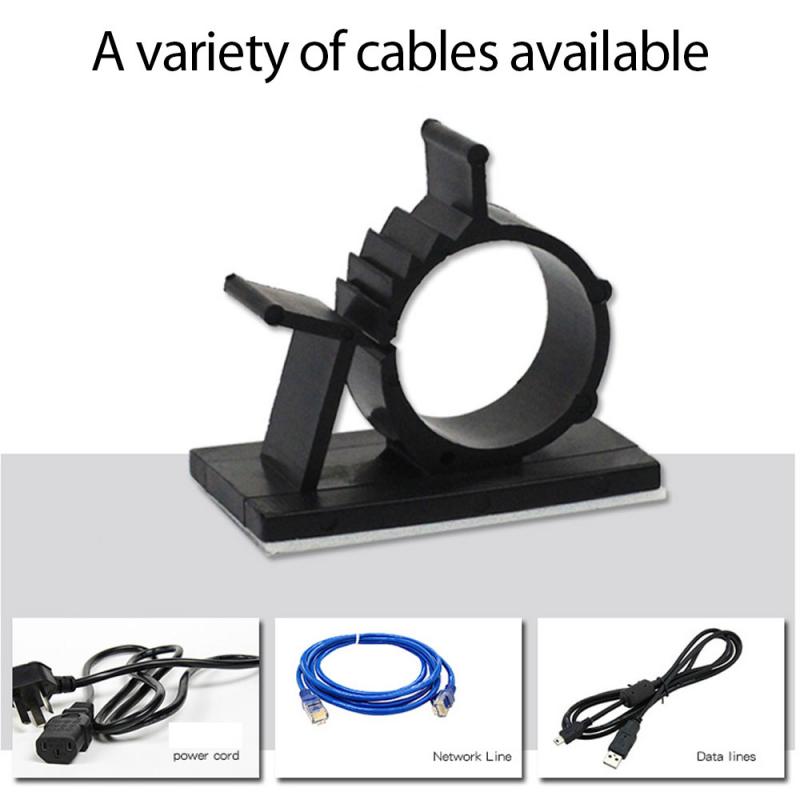 100pcs Self-adhesive Car Wire Clip Fixer Holder Cable Holder Rectangle Plastic Mount Clamp Network Office Cable Home Supplies