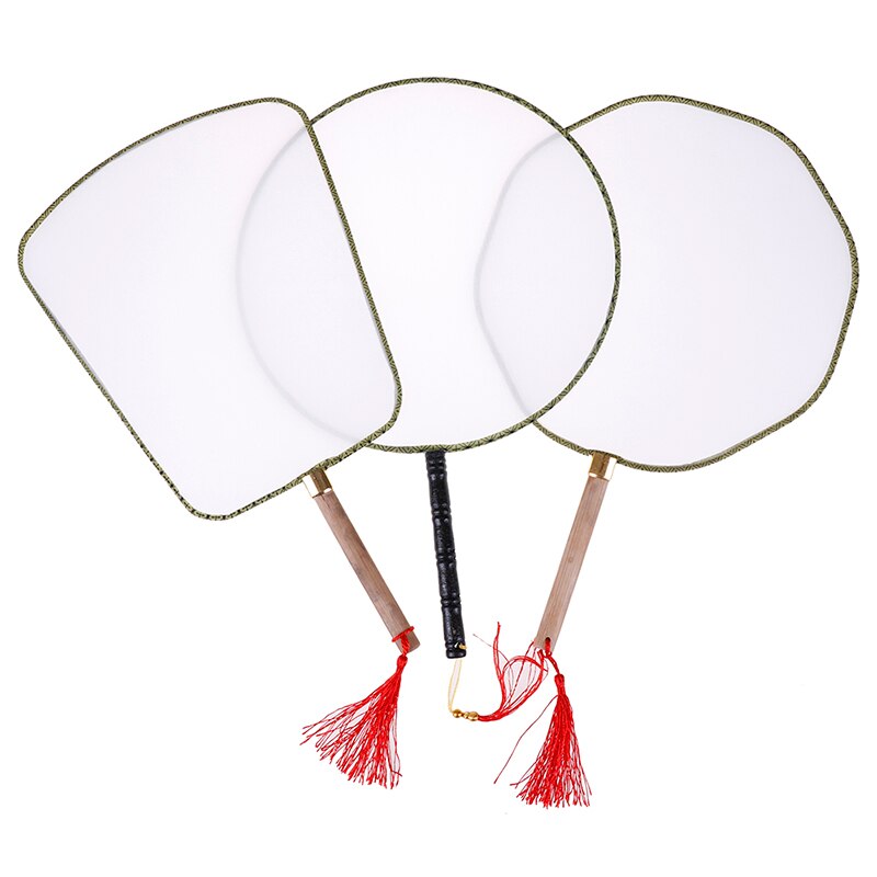 Blank Children's Drawing Fan Children DIY Handmade Painting Palace Fan Round Fan Kindergarten Puzzle Art Painting Material