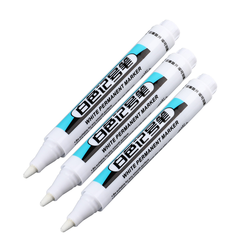 1/3Pcs White Permanent Marker Pens 0.7/1.0/2.5MM Paint Markers For Wood Rock Plastic Leather Glass Stone Metal Art Supplies: Light Grey