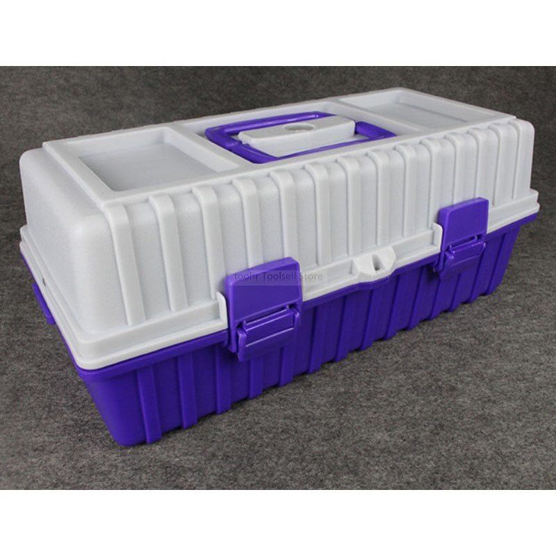 Multi-function three-layer plastic toolbox folding hardware accessories tool box organizer storage parts plastic tool case