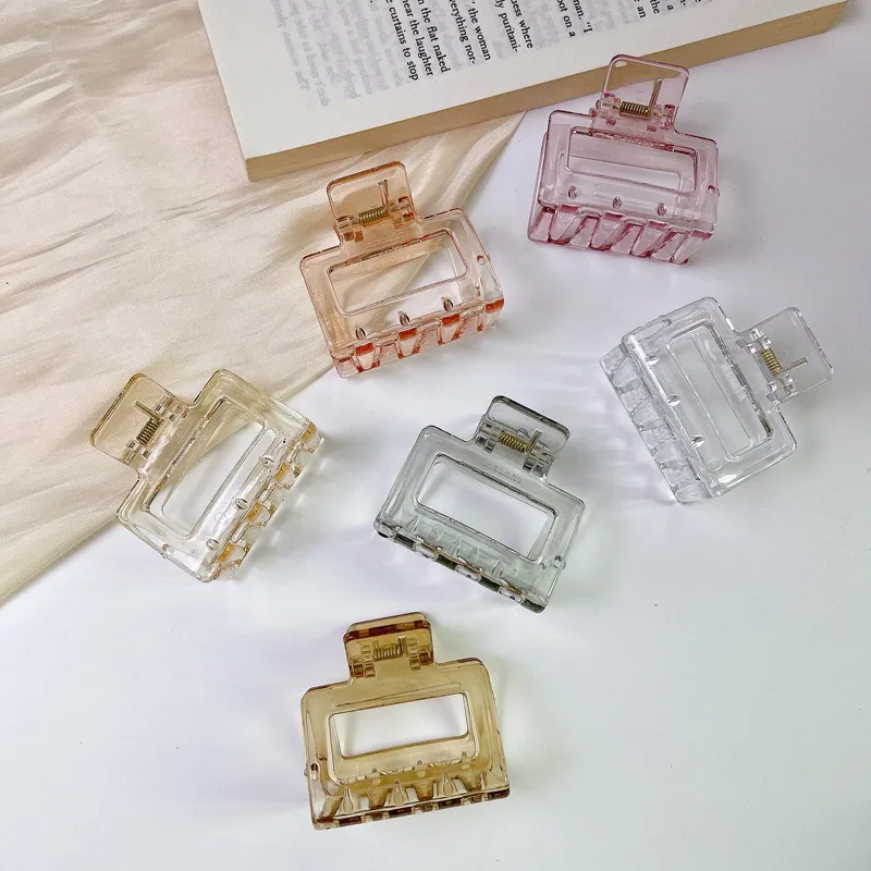 Pinzas cuadradas coloridas para el cabello para mujeres y niñas, horquillas acrílicas elegantes, pasador de tamaño pequeño, pinzas para el cabello de cangrejo, accesorios para el cabello