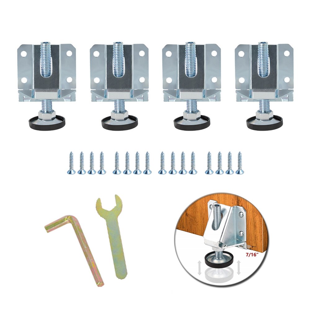 1/4 Pack Heavy Duty Furniture Leveler Adjustable Leveling Feet For Furniture Cabinets Wardrobe Workbench: 4 Pcs