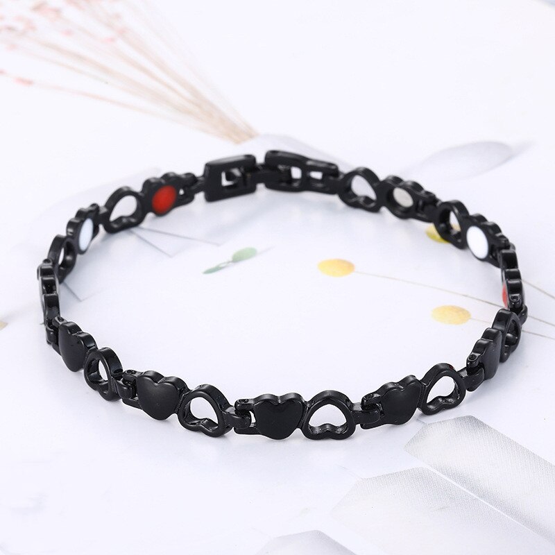 Coração forma saúde magnética pulseira para mulher anti-radiação cuidados pulseiras de aço inoxidável & bangles com saúde germânio