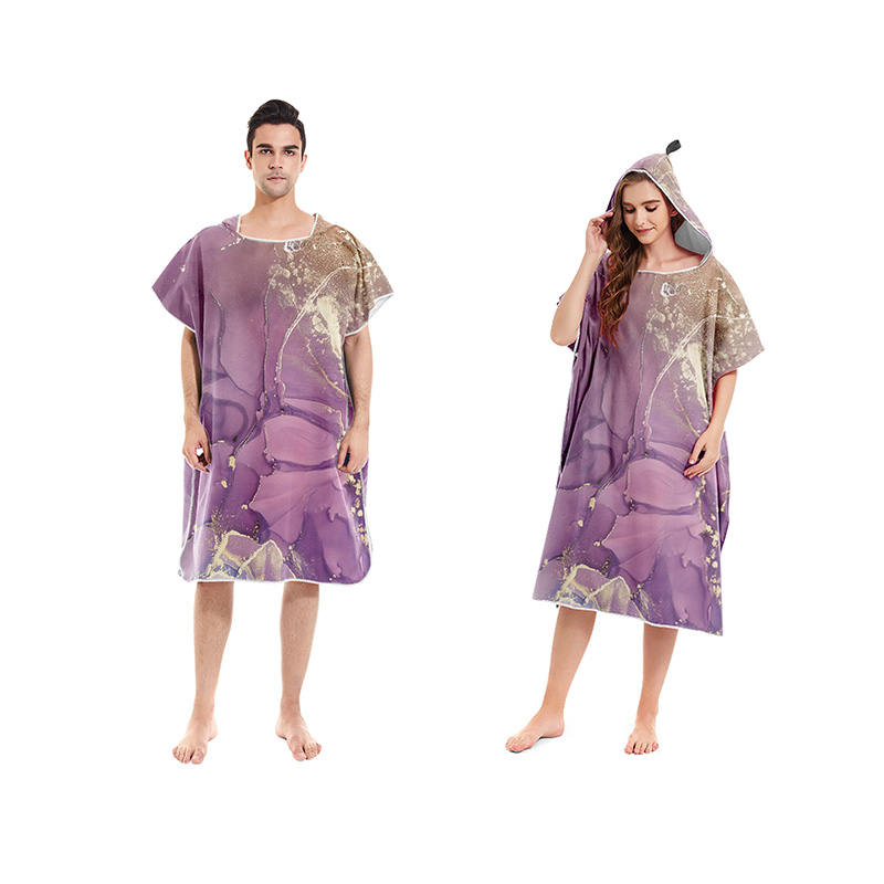 Microfiber Bath Towels Marble Pattern Changing Beach Poncho Hooded Bathrobe Cloaks for Swimming Pool Gym Fitness Bath Towels