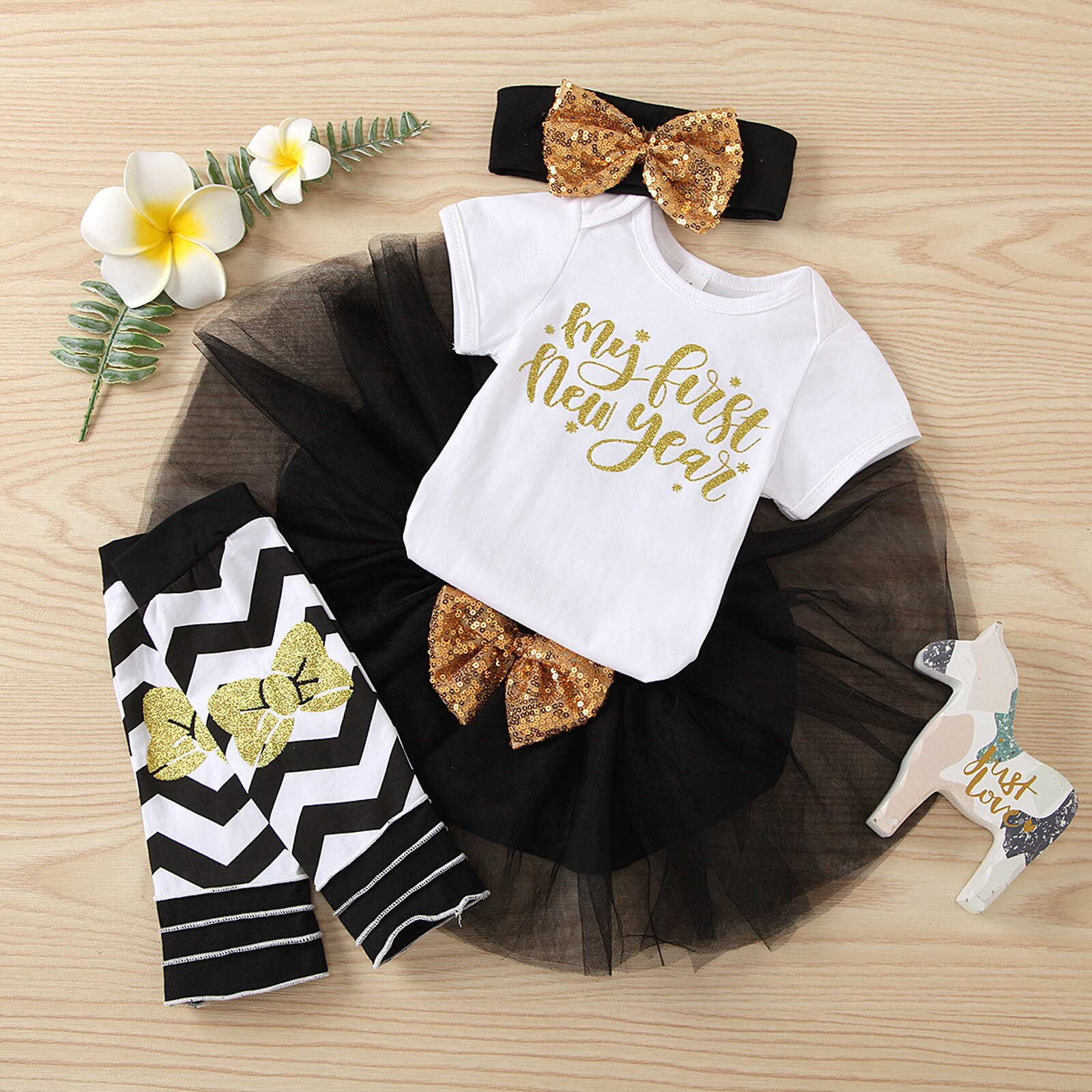 Newborn Baby Girls Year Letter Romper Tutu Skirt H... – Grandado