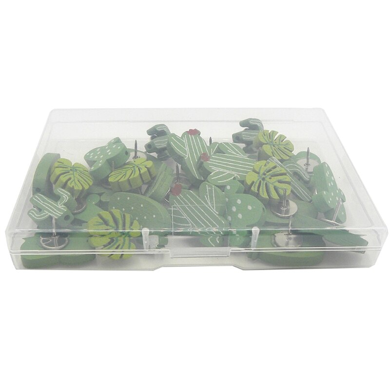 30 punaises en bois, Cactus feuille de palmier, bâton de pouce décoratif mignon pour Photos mur, cartes, tableau d&#39;affichage ou planches de liège