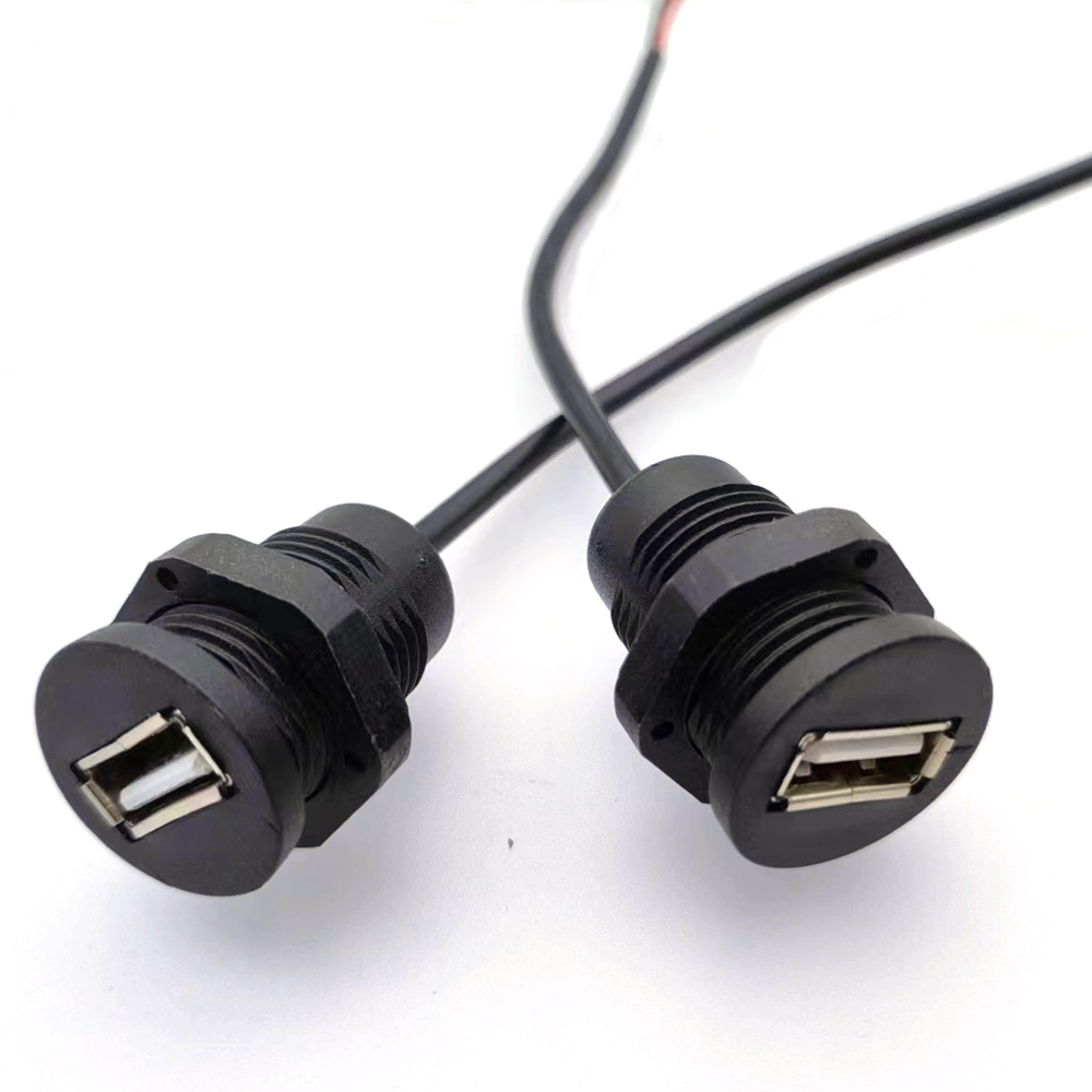 Conector de chasis USB hembra impermeable con cable