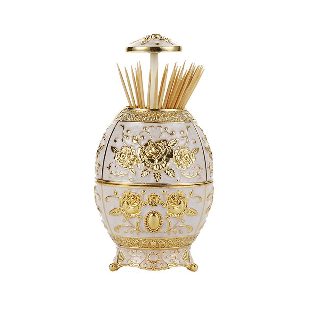 Metal Zinc Alloy Toothpick Holder Flower Pattern Holder Metal Toothpick Dispenser Box Organizer Bar Hotel Usage: Brown