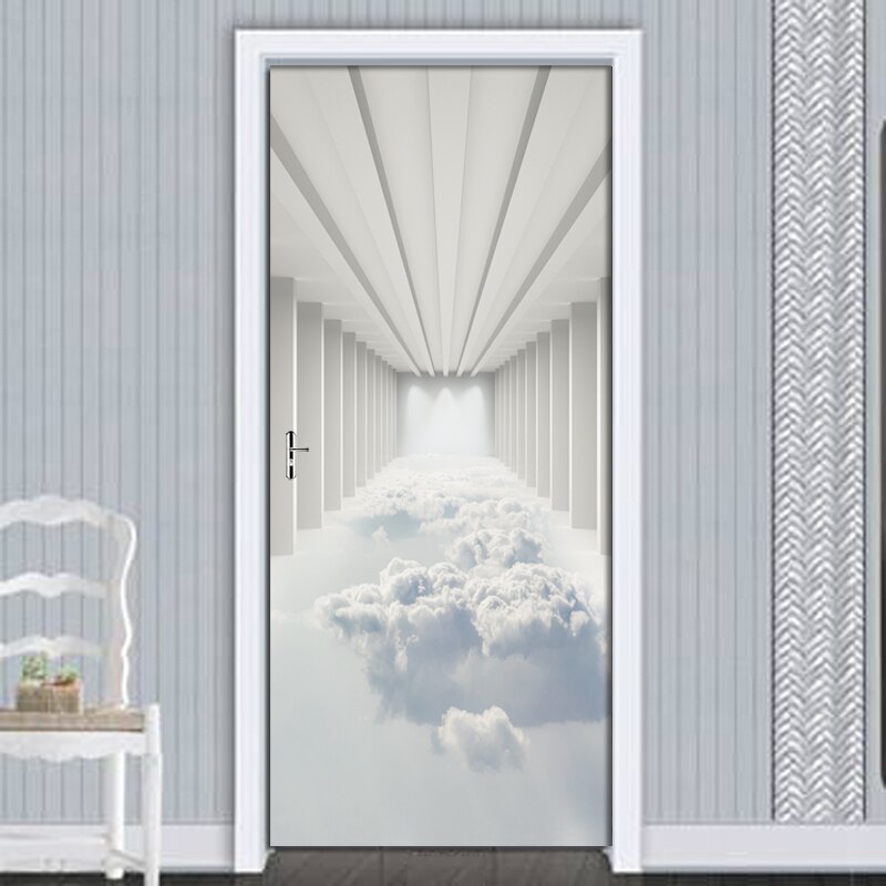 Deep Visual Sense Decorative Decals Cloud Home Decoration Door Stickers Self-Adhesive Waterproof Two-Piece Living Room Door
