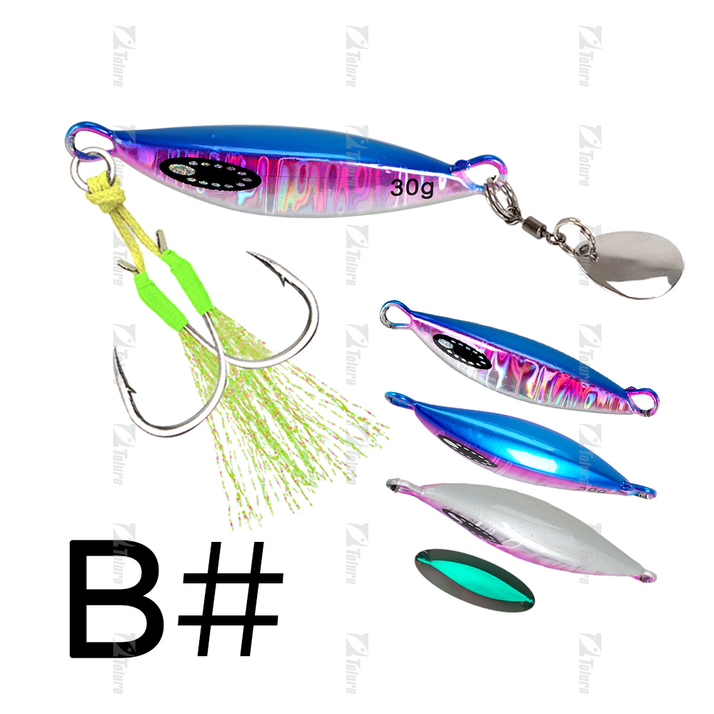 TOLU 2024 Spin Tail Metal Jig señuelo de pesca 20g 30g 40g 60g Spinner Shad Metal Vib Casting Shore Jig cebo hoja de cobre cuchara lubina: 55 mm / YELLOW
