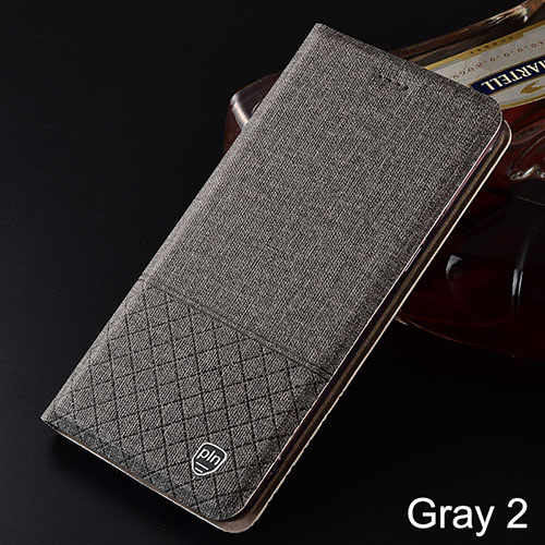 Case for Meizu M8 Plaid style Canvas pattern Leather Flip Cover for Meizu M8 Lite cases Coque: for Meizu M8 Lite / gray 2