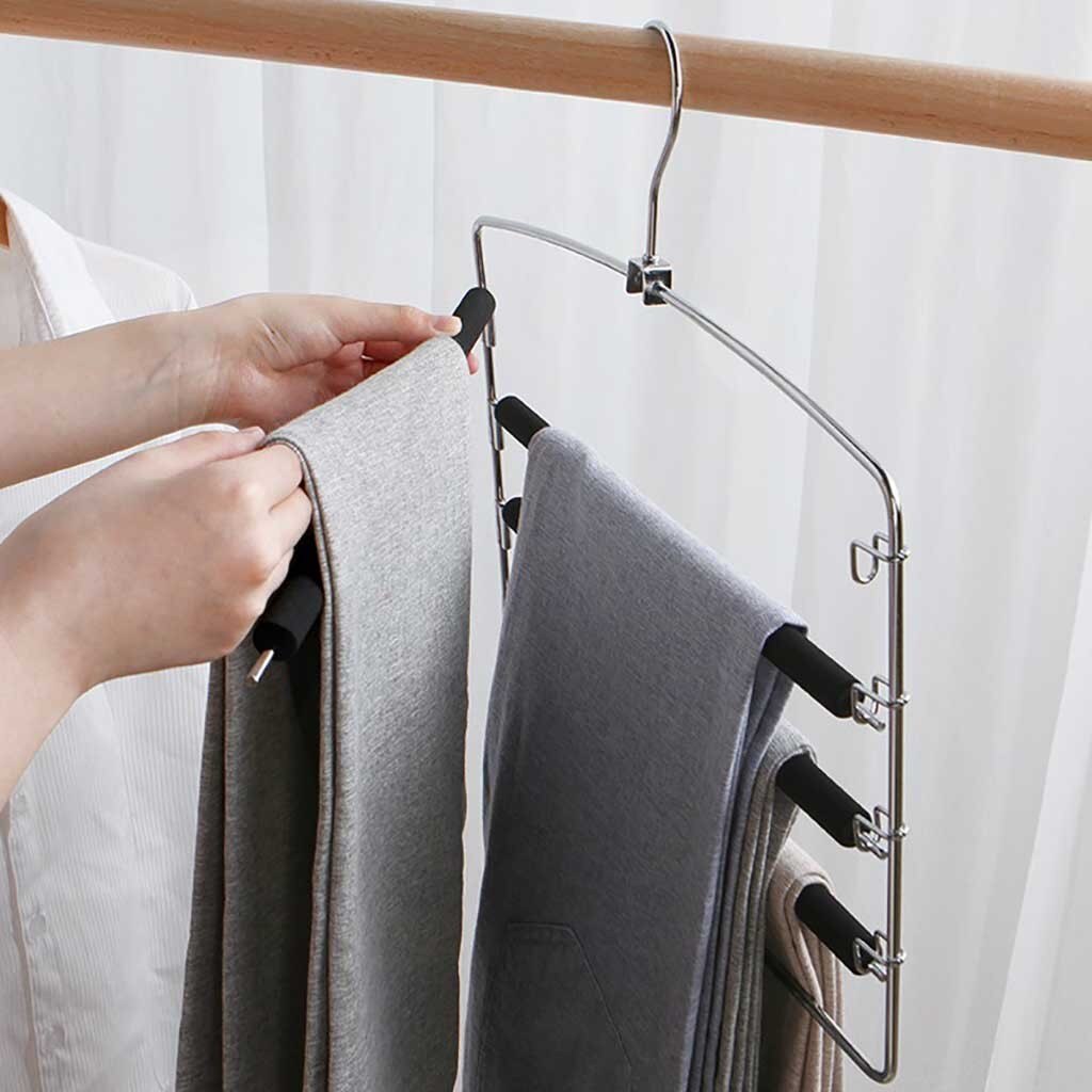 Multi Functional Pants Hangers Holders Trousers Hanger Storage Rack Clothes Hanger Space Saver Wardrobe Closet Organizer #T2G