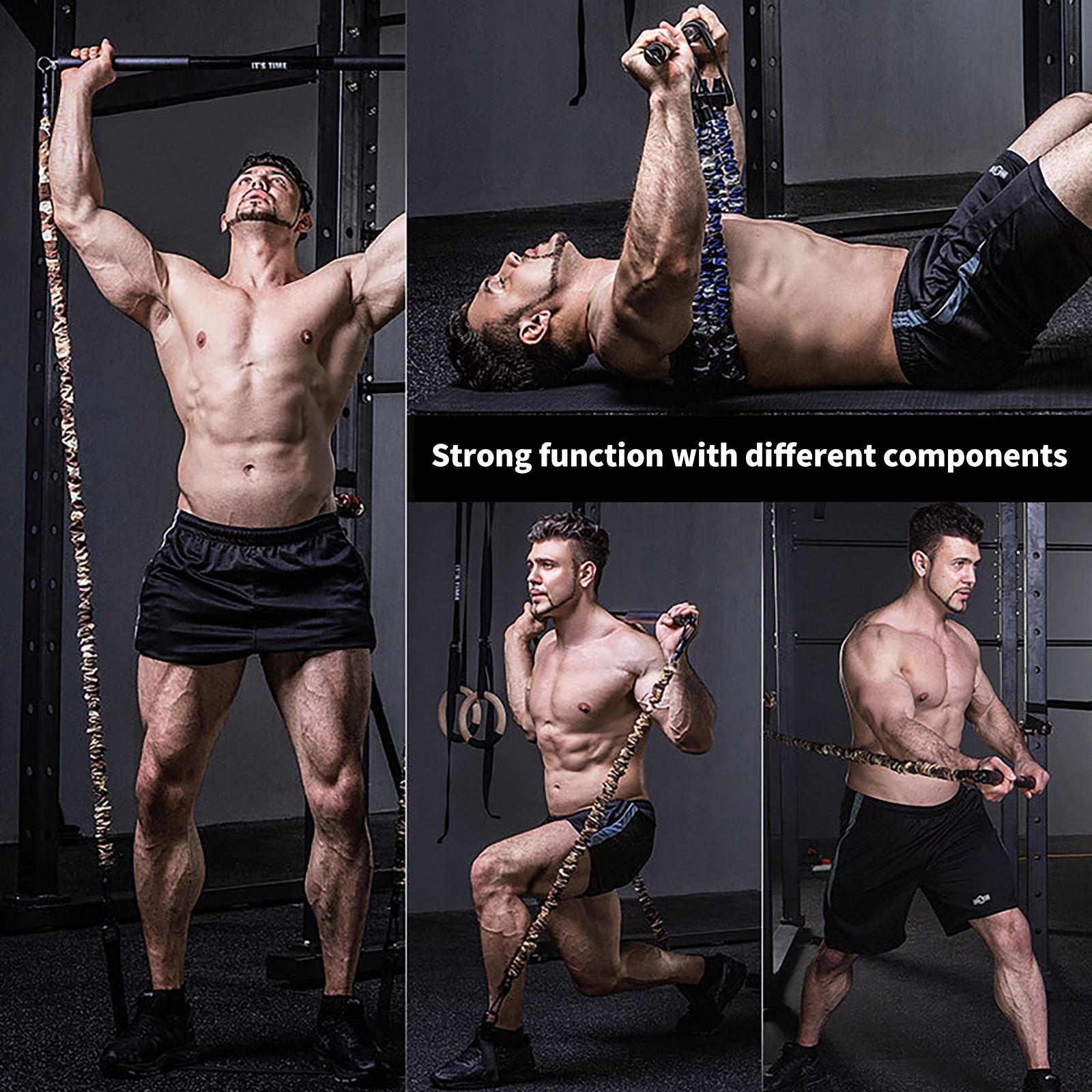 Exercise Putter Triceps Pull-Down Rod Rubber Handle Disassemble Straight Bar For Strength Triceps Training Pull-Down Rod Fitness