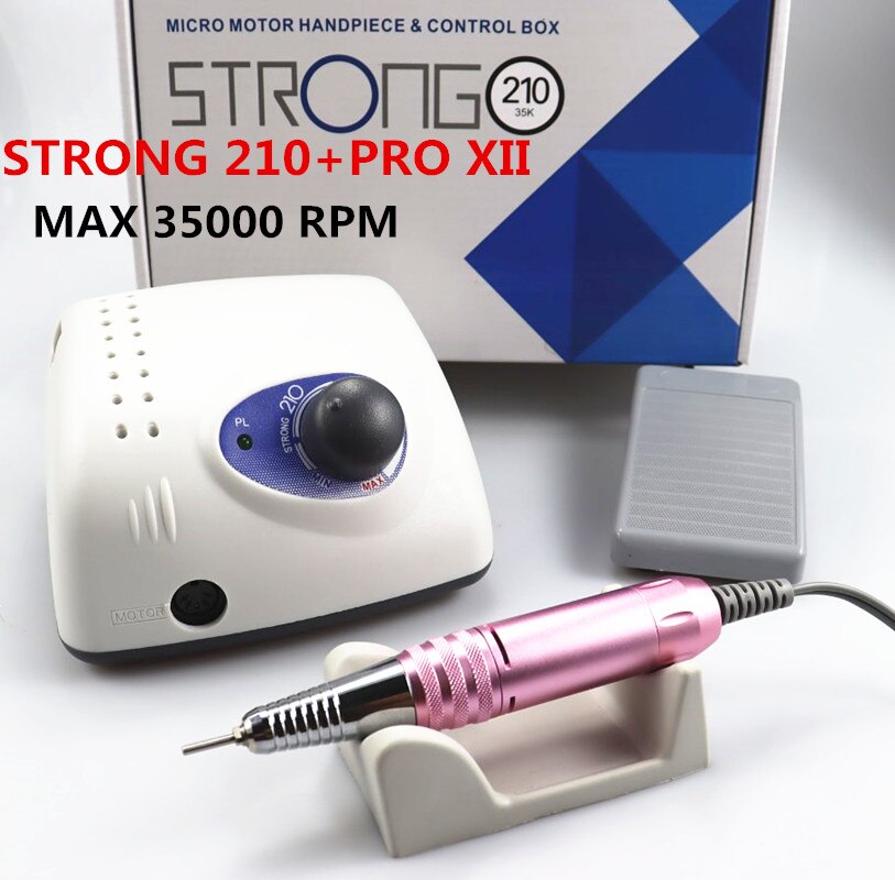 Strong 210 PRO XII Nail Drill 65W 35000 Machine Cutters Manicure Electric Nail Drill Milling Manicure Machine Polish Nail File: STRONG 210 PINK