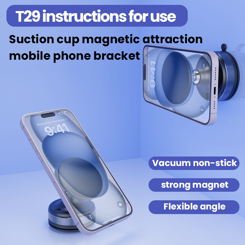 Ventouse sous vide pour support de téléphone de voiture, rotation à 2025 °, support de smartphone magnétique N52, support de bain pour iPhone 16, 15, 14, , 360