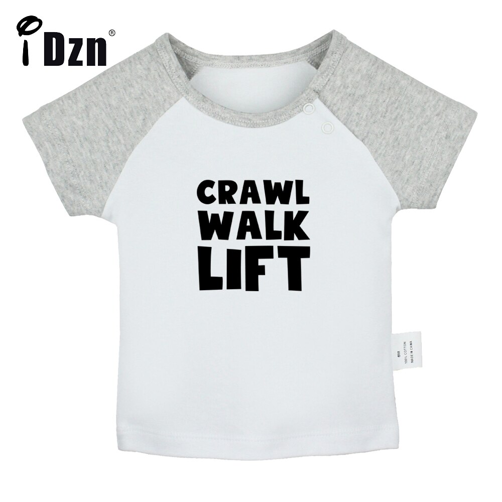 Zomer Crawl Walk Lift Fun Art Gedrukt Baby Jongens T-shirts Leuke Baby Meisjes Korte Mouwen T-shirt Pasgeboren Katoen tops Kleding