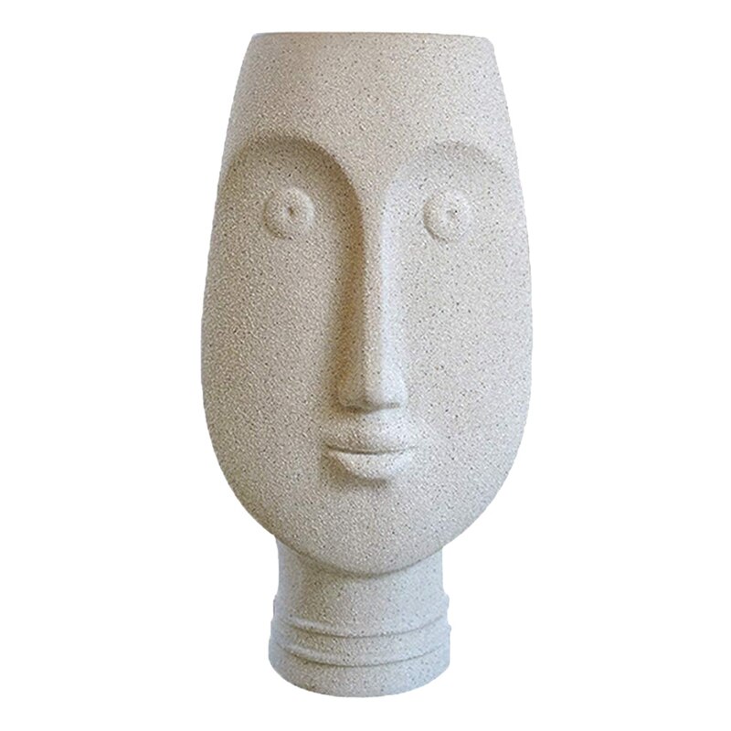 Indoor Outdoor Head Planter Pot Clay Succulent Planter Vase Greek Statue Planter Urn Home Garden Decor Sculpture: White