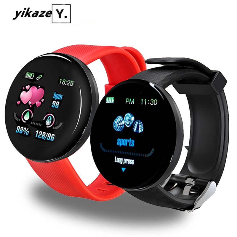 D18 Smart Watch Round Smart Bracelet Men Women Blood Pressure Waterproof Heart Rate Sports Watches for IOS Android
