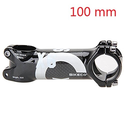 Bikeco cykel kolfiberstyrstam 3k blank superlätt kolfiber+aluminiumlegering cykel mountainbike styrstång: Silver 100mm