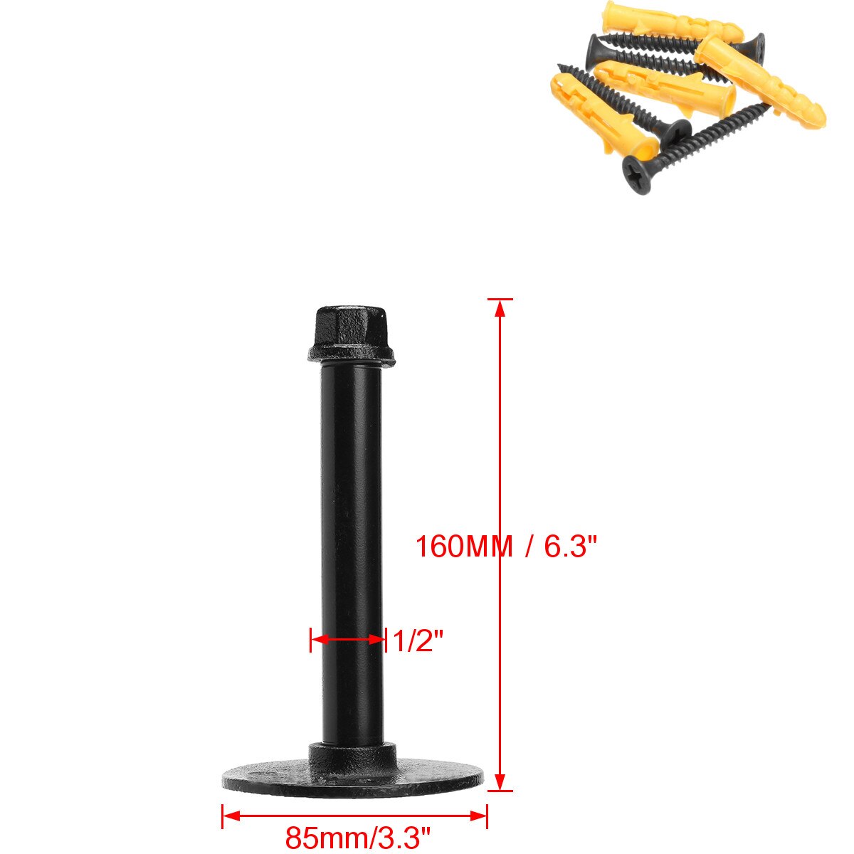 Rétro noir fer industriel tuyau étagère support support de montage support supports étagères de rangement décor à la maison: 160mm
