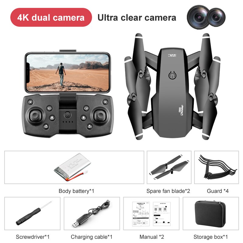 Wecute Dron 4k Drones RC Quadcopter Fpv Drone With Camera HD Wide-angle Wifi Foldble Drone Profession: B 4K Dual Camera 1B