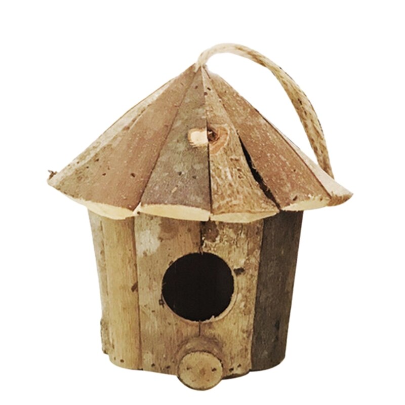 Outside Wooden Bird House Ventilation Hanging Bird Nest Shelter Habitat for Small Bird Chickadees Sparrows: Default Title