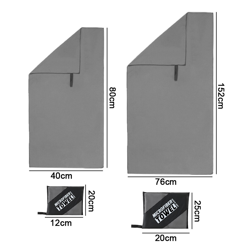 Sports Microfiber Quick Dry Pocket Towel Portable Ultralight Absorbent Large Towel for Swimming Pool Swim Gym Fitness Yoga Beach: Gray Set