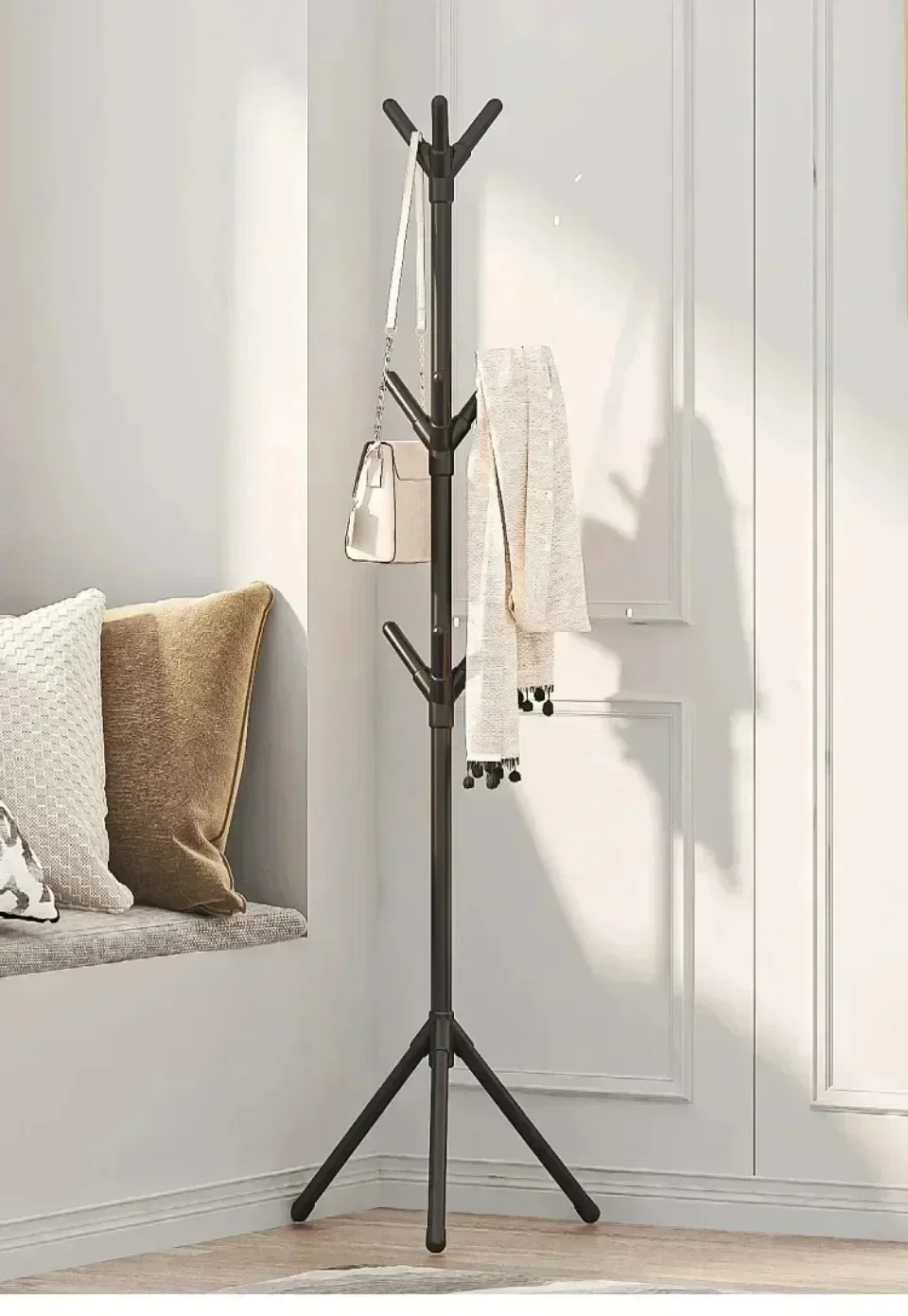 Perchero móvil de pie con múltiples ganchos, forma de rama de árbol y práctico perchero para el hogar, sala de estar, almacenamiento de ropa