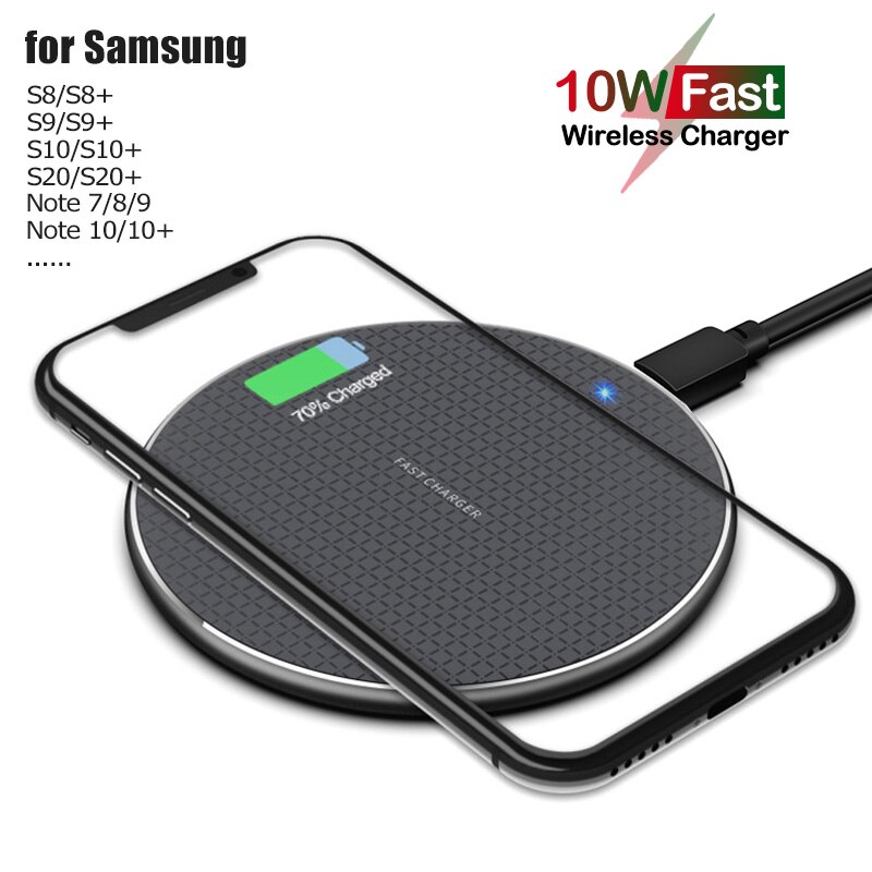 10W Fast Qi Wireless Charging for Samsung Galaxy S6 S7 S8 S9 S10 S20 Plus S20 Ultra S10e Note 8 9 10 +5G Phone Wireless Charger
