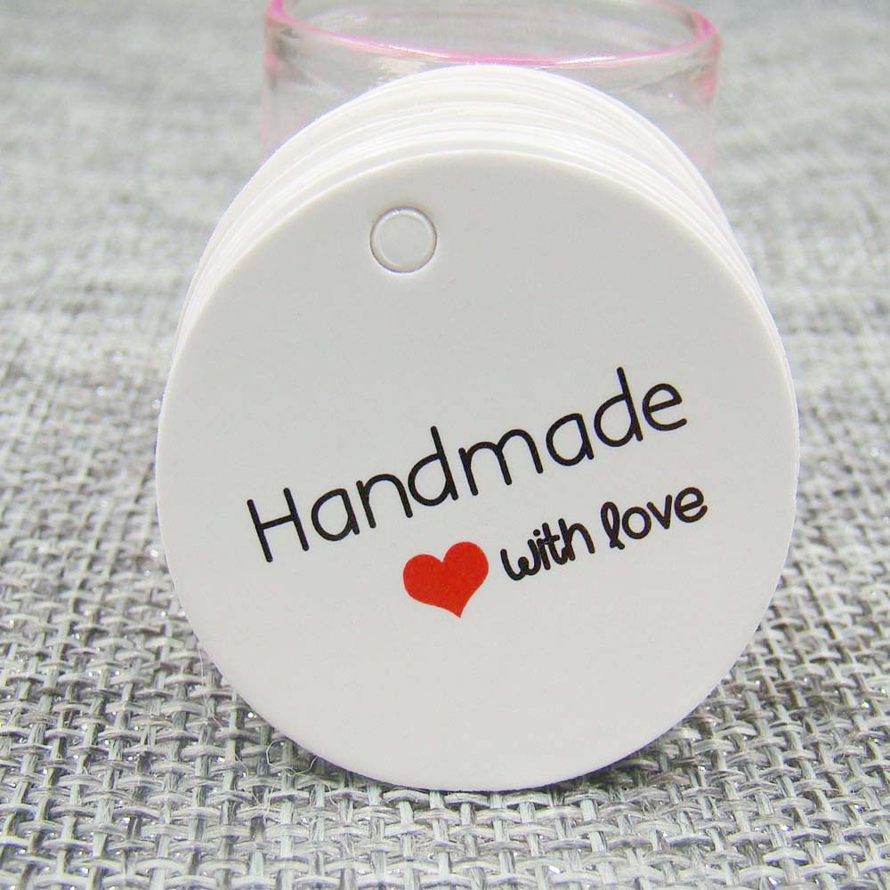 1.18 cala biały/papier do druku kraft tagi zdjęcie 100 sztuk hand made tag z papier przepełniony miłością Tag dla DIY pudełko handmade dobrodziejstw