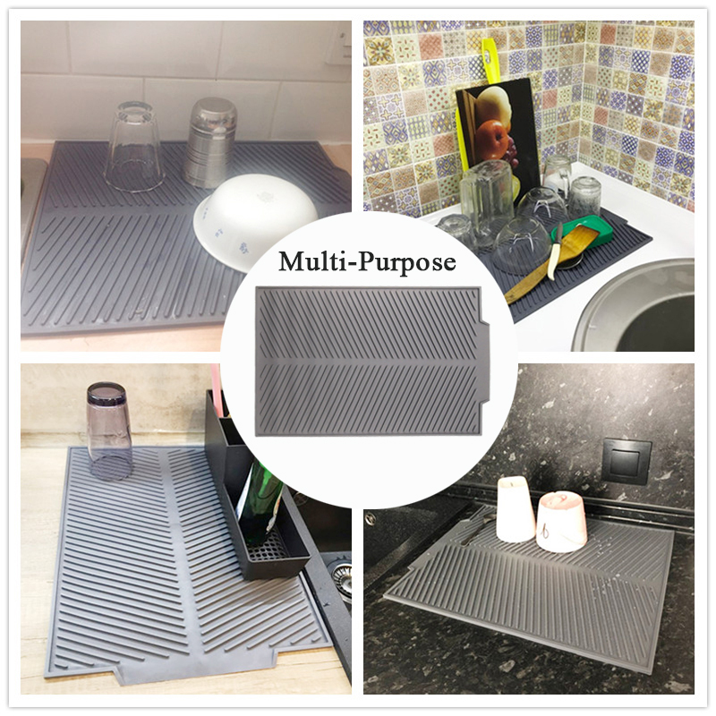 Silicone Dish Drying Mat Heat Resistant Draining Mat Dishwasher Durable Cushion Pad Table Mat Sink Non Slip Dish Draining Tool