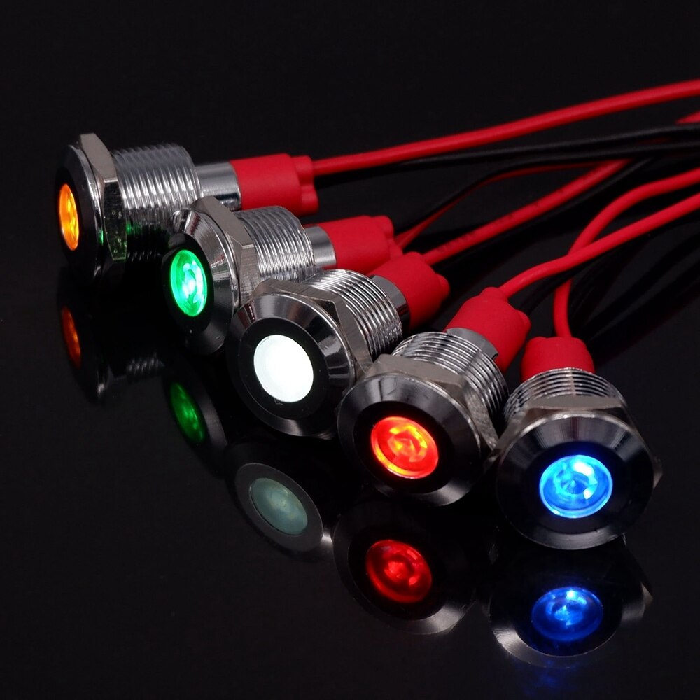 1PC 12mm Metal Signal Lights Lamp 12V LED Indicator Pilot Light Car Boat LED Warning Dashboard Instrument Pilot light 220V