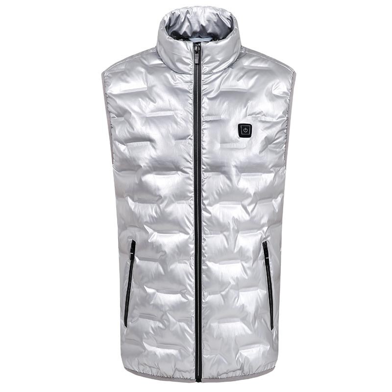 ZYNNEVA Intelligent chauffage gilet hommes femmes auto chauffé gilet hiver coupe-vent randonnée ski sans manches veste GC1115: Argent / XXXL