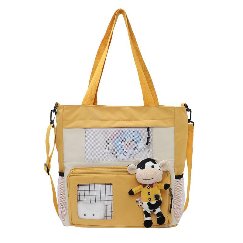 Mode Nylon Lady Crossbody Tas Leuke Meisje Messenger Schooltassen Kawaii Student Boek Tas: Yellow