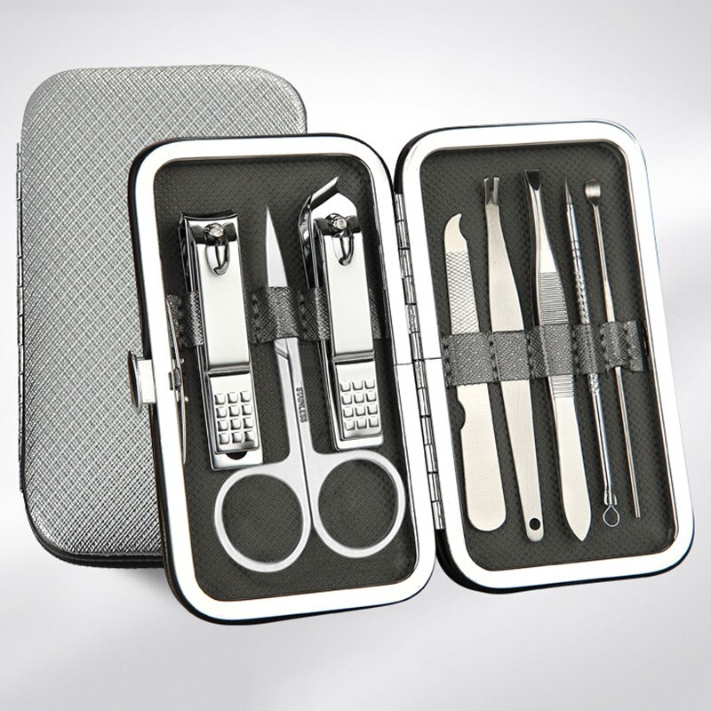 8pcs Nail Clip Set Stainless Steel Nail Scissors Clipper Cutter Trimmer Manicure Multi-Purpose Fingernail Toenail Tools Kit